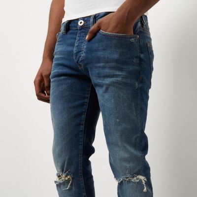Blue ripped Dylan slim fit jeans